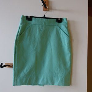 J.Crew Factory Cotton Double Serge Bright Mint Pencil skirt 0